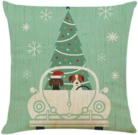 img 1 attached to 🎄 Acronde 4PCS 18"x18" Throw Pillow Covers - Christmas Decoration Cotton Linen Square Cushion Cover for Couch Sofa Home and Car (Christmas Decor-C): Festive Touch for Your Living Space