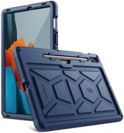 poetic turtleskin series samsung galaxy tab s7 case with s pen holder, 11-inch sm-t870/t875/t878 (2020 release), shockproof kids friendly silicone cover - navy blue logo
