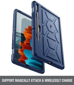 img 1 attached to Чехол Poetic TurtleSkin Series для Samsung Galaxy Tab S7 с держателем S Pen, 11-дюймовый SM-T870/T875/T878 (2020 г.), ударопрочный детский силиконовый чехол - темно-синий