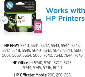 img 3 attached to HP 62XL Tri-color High-yield Ink, Compatible with HP ENVY 5540, 5640, 5660, 7640 Series, HP OfficeJet 5740, 8040 Series, HP OfficeJet Mobile 200, 250 Series, Instant Ink Eligible, C2P07AN