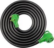 🔌 rvguard 30 amp 15ft rv power extension cord: heavy duty stw 10awg 3 wire with led power indicator and storage bag - green, etl listed logo