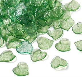 img 4 attached to 🌼 100pcs Transparent Green Acrylic Flower Beads Leaf Pendants 15x15mm for DIY Jewelry Making by Pandahall