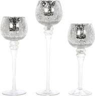 hosley set of 3 crackle glass tealight holders - color options - 12 inch, 10 inch, 9 inch (4-metallic) логотип