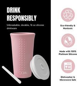 img 2 attached to 🌸 GoSili Millennial Pink 16 oz. Reusable Silicone Straw Cup: Eco-Friendly, Nontoxic, Dishwasher Safe