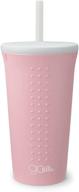 🌸 gosili millennial pink 16 oz. reusable silicone straw cup: eco-friendly, nontoxic, dishwasher safe logo