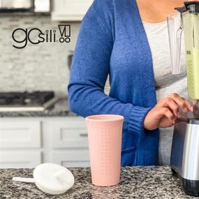 img 1 attached to 🌸 GoSili Millennial Pink 16 oz. Reusable Silicone Straw Cup: Eco-Friendly, Nontoxic, Dishwasher Safe