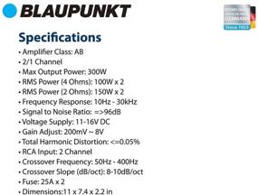 img 3 attached to Мощный усилитель Blaupunkt AMP2002 2000 ватт 2-канальный 🔊 полно-диапазонный усилитель для автомобилей, внедорожников и других автомобилей