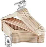 👔 elong home solid wooden hangers 20 pack - premium quality wood coat hangers with smooth finish, precisely cut notches, and chrome swivel hook - ideal for shirts, suits, jackets, and dresses логотип