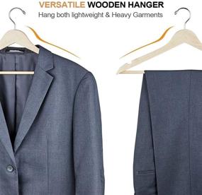 img 2 attached to 👔 ELONG HOME Solid Wooden Hangers 20 Pack - Premium Quality Wood Coat Hangers with Smooth Finish, Precisely Cut Notches, and Chrome Swivel Hook - Ideal for Shirts, Suits, Jackets, and Dresses