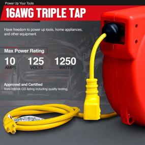 img 3 attached to 🔌 16AWG Heavy Duty Extension Cord - Triple Outlet by REELWORKS