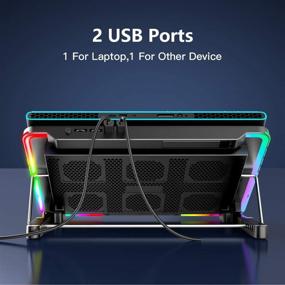 img 2 attached to 🖥️ Liangstar Laptop Cooling Pad: Enhanced Gaming Fan Stand with 6 Quiet Fans, RGB Light, Height Adjust, USB Ports, Phone Holder - 2021 Edition