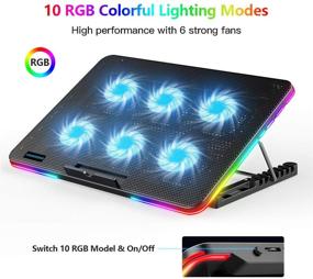 img 3 attached to 🖥️ Liangstar Laptop Cooling Pad: Enhanced Gaming Fan Stand with 6 Quiet Fans, RGB Light, Height Adjust, USB Ports, Phone Holder - 2021 Edition