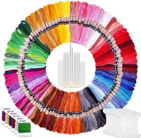 img 4 attached to Rainbow Embroidery Floss, Cridoz 106 Skeins Friendship Bracelet String Cross Stitch Threads Supplies with Embroidery Needles and Floss Bobbins