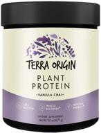 🌱 terra origin organic plant protein powder - vanilla chai flavor - 15 servings - brown rice protein and pea protein isolate - vegan & gluten free - high 18g protein content logo