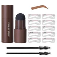 💧 waterproof eye-brow stamp stencil kit: define and fill brows with ease! includes 10 reusable stencils and 2 brushes - light brown logo