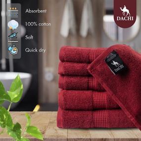img 3 attached to 🛀 Dachi 6 Piece Towel Set - Includes 2 Bath Towels, 2 Hand Towels, and 2 Washcloths - Super Absorbent, Soft 100% Cotton Towels in Burgundy