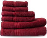 🛀 dachi 6 piece towel set - includes 2 bath towels, 2 hand towels, and 2 washcloths - super absorbent, soft 100% cotton towels in burgundy logo