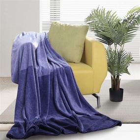 img 3 attached to Cozy and Warm Blue Flannel Fleece Bed Blanket - SUNVIOR Travel Blankets, Plush and Lightweight Sofa Throws, 60" x 80" Size