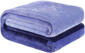 img 4 attached to Cozy and Warm Blue Flannel Fleece Bed Blanket - SUNVIOR Travel Blankets, Plush and Lightweight Sofa Throws, 60" x 80" Size