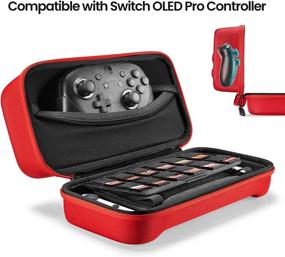 img 3 attached to 🎮 tomtoc Carrying Case for Nintendo Switch/OLED Model - Large Travel Case with 24 Game Cartridge Slots, Compatible with Switch Console, Pro Controller, and Stand, Red - Protective Portable Carry Case for Better SEO