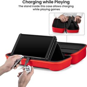 img 1 attached to 🎮 tomtoc Carrying Case for Nintendo Switch/OLED Model - Large Travel Case with 24 Game Cartridge Slots, Compatible with Switch Console, Pro Controller, and Stand, Red - Protective Portable Carry Case for Better SEO