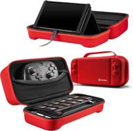 🎮 tomtoc carrying case for nintendo switch/oled model - large travel case with 24 game cartridge slots, compatible with switch console, pro controller, and stand, red - protective portable carry case for better seo logo