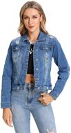 womens denimjacket stretch ripped jacket women's clothing logo