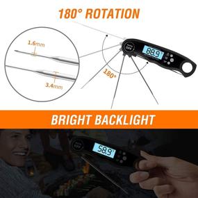 img 1 attached to Olaosiry Meat Thermometer for Food Cooking: Digital Probe Instant Read Grilling Thermometer - Dual Probe for Turkey BBQ with Alarm (Black)