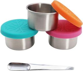 img 4 attached to Timiuu Stainless Steel Condiment Containers with Leakproof Silicone Lids - 1.6 OZ, Set of 3, BPA-Free & Food-Grade Silicone for On-the-Go Lunches