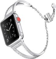 стильные браслеты secbolt bling - совместимы с apple watch 38 мм 40 мм 42 мм 44 мм iwatch se series 6/5/4/3/2/1 - женские нарядные браслеты-подвески из металла для запястья. логотип