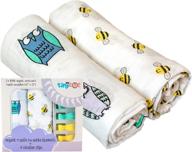 🦉 organic cotton muslin swaddle blanket set (2-pack) - triple washed for extra softness - lightweight, breathable baby blankets - 48 x 50 inches - includes baby stroller clips - unisex design with cute owl pattern logo