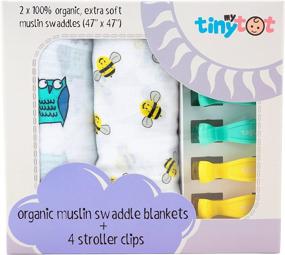 img 3 attached to 🦉 Organic Cotton Muslin Swaddle Blanket Set (2-Pack) - Triple Washed for Extra Softness - Lightweight, Breathable Baby Blankets - 48 x 50 Inches - Includes Baby Stroller Clips - Unisex Design with Cute Owl Pattern