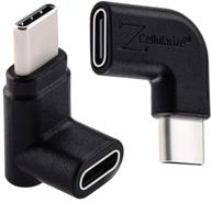 🔌 cellularize right angle usb c adapter (2 pack) - 90 degree up & down type c pd 100w quick charge, low profile male to female for thunderbolt 3 macbook, nintendo switch, samsung - improved seo logo