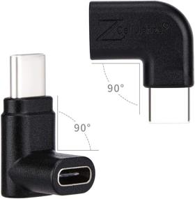 img 3 attached to 🔌 Правый угловой адаптер USB C (2 шт.) - 90 градусов вверх и вниз Тип C PD 100W быстрая зарядка, низкий профиль мужчина к женщине для Thunderbolt 3 MacBook, Nintendo Switch, Samsung - улучшенный SEO