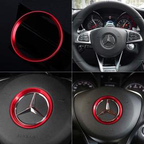 img 3 attached to LECART Car Steering Wheel Emblem Sticker For Mercedes-Benz B C E GLK CLA GLA Class Steering Wheel Decorative Accessories Auto Decor Trims Red Steering Wheel Logo Metal Decal Stickers(Large Size)