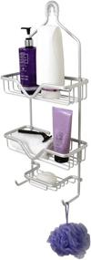 img 1 attached to 🚿 Organize Your Shower Space with the Splash Home Aluminum Maui Shower Caddy: Hanging Head Two Basket Organizers with Dish for Convenient Shampoo, Conditioner, and Soap Storage in Chrome, 25 x 5 x 11.5
