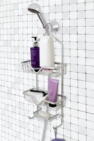 img 4 attached to 🚿 Organize Your Shower Space with the Splash Home Aluminum Maui Shower Caddy: Hanging Head Two Basket Organizers with Dish for Convenient Shampoo, Conditioner, and Soap Storage in Chrome, 25 x 5 x 11.5