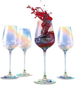 img 4 attached to 🍷 Iridescent Luster Large Radiance Wine Glasses - The Wine Savant Set of 4: Enhancing Your Wine Experience with White Pearl Whimsy and Nostalgia, Packaged in an Elegant Gift Box