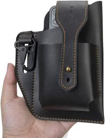 img 1 attached to Stylish PU Phone Holster for Men - Belt Loop Leatherette Pouch for iPhone 13, 12 Pro, Samsung Galaxy - Fits Slim Cases - Black