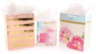 hallmark gold and pink assorted gift bag set (pack of 3: 2 large 13-inch and 1 medium 9-inch) - ideal for birthdays, mother's day, anniversaries, bridal showers and more logo