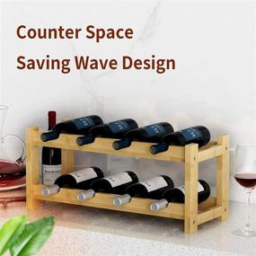 img 3 attached to 🍷 BAMEOS 8-Bottle Bamboo Wine Rack - Free Standing 2-Tier Countertop Cabinet Wine Holder with Storage Shelf - Ideal for Kitchen, Bar, Pantry, Wine Cellar, Basement - Compact Size (16.85 L x 9.25 W x 7 H)