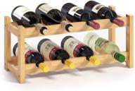 🍷 bameos 8-bottle bamboo wine rack - free standing 2-tier countertop cabinet wine holder with storage shelf - ideal for kitchen, bar, pantry, wine cellar, basement - compact size (16.85 l x 9.25 w x 7 h) логотип