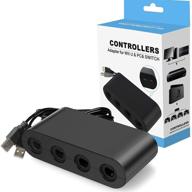 🎮 y team gamecube controller adapter for nintendo switch and wii u (compatible with super smash bros), pc, 4 port, black - model w046 logo