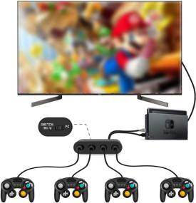 img 1 attached to 🎮 Y Team Gamecube Controller Adapter for Nintendo Switch and Wii U (Compatible with Super Smash Bros), PC, 4 Port, Black - Model W046