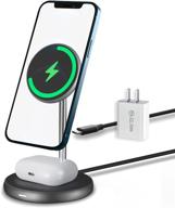 🔌 roboqi 2-in-1 mag-safe wireless charger stand dock for iphone 12/12 mini/12 pro/12 pro max, airpods pro/2 with magnetic charging station logo