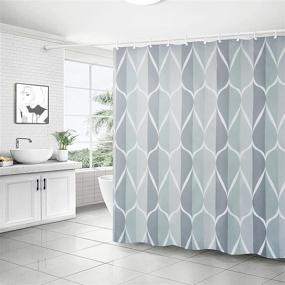 img 3 attached to 🚿 Gelbchu Grey Fabric Shower Curtain: Waterproof, Quick-Drying, Weighted Hem - A Complete Bathroom Set with 12 Hooks