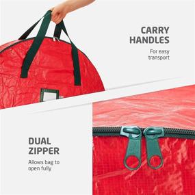 img 1 attached to 🎄 ZOBER Christmas Wreath Storage Bag - Water-Resistant Fabric, Dual Zippered Bag - Ideal for Artificial Christmas Wreaths, 2 Canvas Handles - 24 Inch, Red