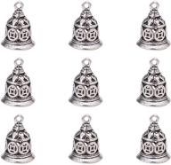 🔔 pandahall elite antique silver christmas bell charms: 10pcs brass pendants, perfect for jewelry making – size 15x11mm logo