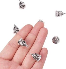 img 2 attached to 🔔 PandaHall Elite Antique Silver Christmas Bell Charms: 10Pcs Brass Pendants, Perfect for Jewelry Making – Size 15x11mm