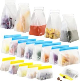 img 4 attached to 🥪 18-Pack Reusable Food Storage Bags - BPA-Free, Leak-Proof PEVA, Food-Grade Freezer Bags - Includes 5 Reusable Sandwich Bags, 8 Reusable Snack Bags, and 5 Reusable Gallon Bags